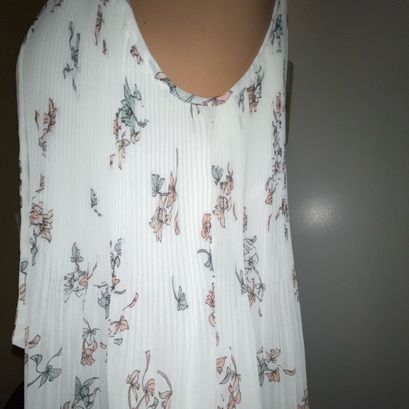 1.STATE FLORAL-PRINT PLEATED HALTER TOP SLEEVELESS COLLARLESS CREAM COLOR SIZE M - Picture 10 of 14